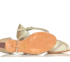 Dame Dansebutikken Brudesko|Salsasko Damer-Anna Kern guld glimmer dansesko med 5 cm hæl