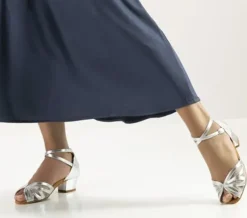 Dame Dansebutikken Brudesko|Salsasko Damer-Anna Kern sølv dansesko 3,5 cm hæl