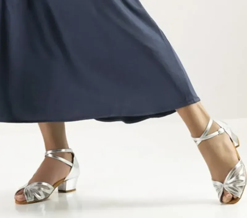 Dame Dansebutikken Brudesko|Salsasko Damer-Anna Kern sølv dansesko 3,5 cm hæl