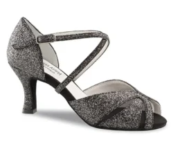 Dame Dansebutikken Salsasko Damer|Latinsko Damer-Anna Kern sort glimmer 6 cm hæl