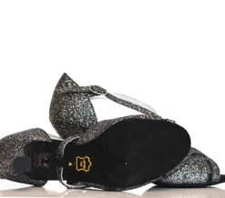 Dame Dansebutikken Salsasko Damer|Latinsko Damer-Anna Kern sort glimmer 6 cm hæl