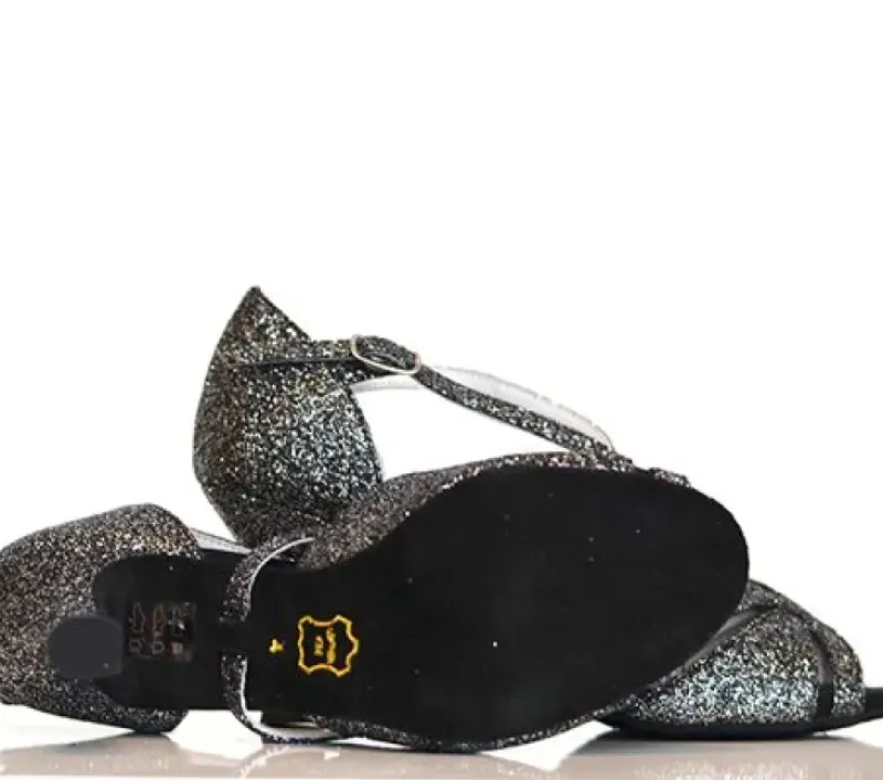 Dame Dansebutikken Salsasko Damer|Latinsko Damer-Anna Kern sort glimmer 6 cm hæl
