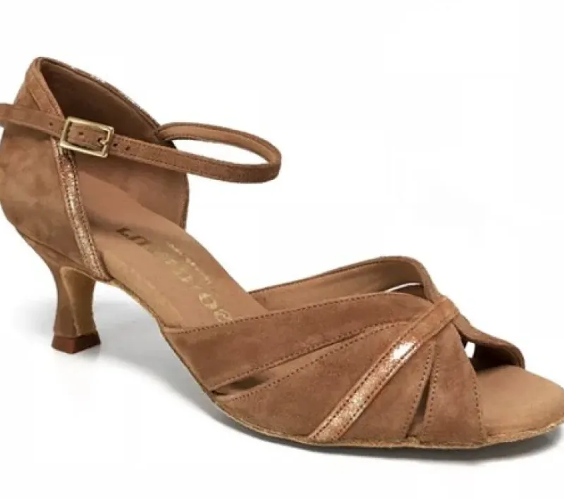 Dame Dansebutikken Brudesko|Salsasko Damer-Beige ruskinds dansesko 5 cm hæl Rummos