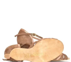 Dame Dansebutikken Brudesko|Salsasko Damer-Beige ruskinds dansesko 5 cm hæl Rummos