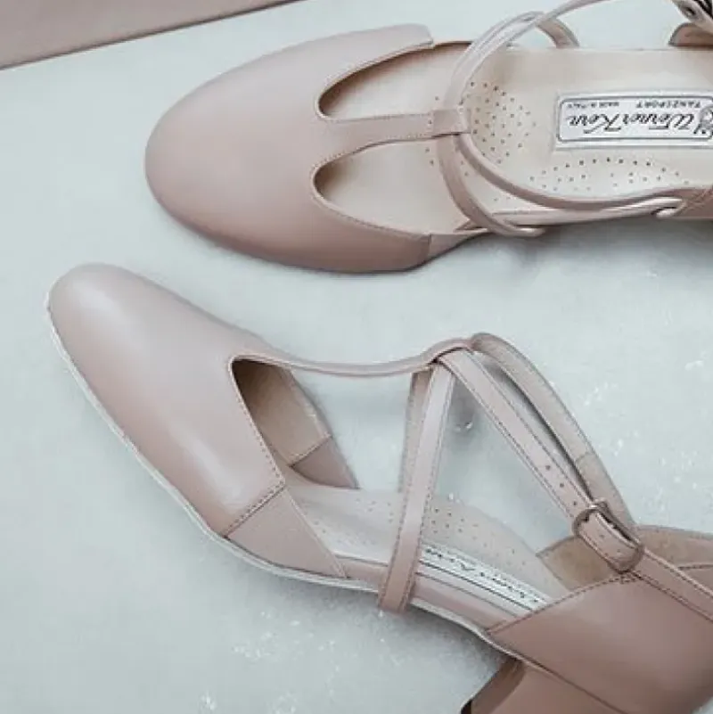 Dame Dansebutikken Tangosko Damer|Social Dansesko-Beige skind Naia dame dansesko Werner Kern