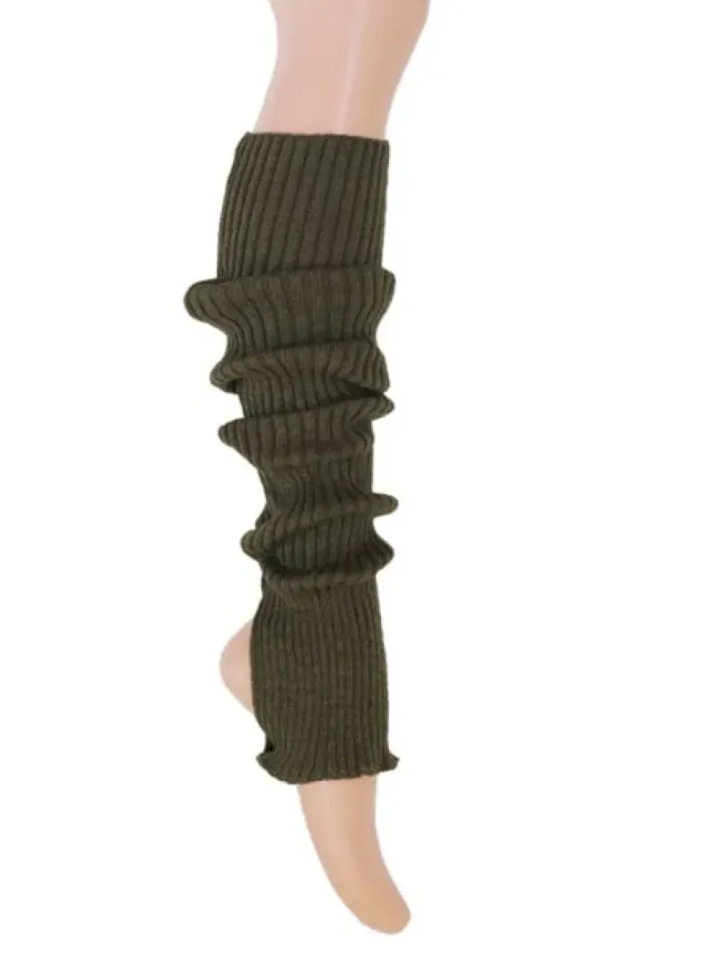 Dansebutikken Benvarmere Til Yoga|Benvarmere Til Ballet-Benvarmere ribstrik oliven 65 cm Seré