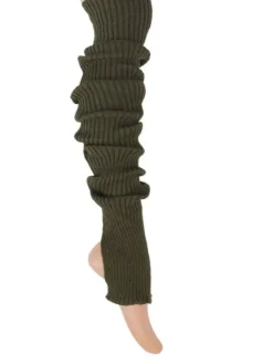 Dansebutikken Benvarmere Til Yoga|Benvarmere Til Ballet-Benvarmere ribstrik olivenfarvet 85 cm Seré