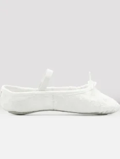 Dansebutikken Balletsko Bløde-Bloch hvid skind glimmer balletsko