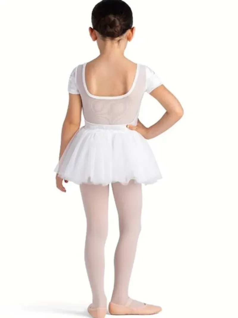 Børn Dansebutikken Balletkjole Piger-Bloch hvidt tutu med korte ærmer og velour