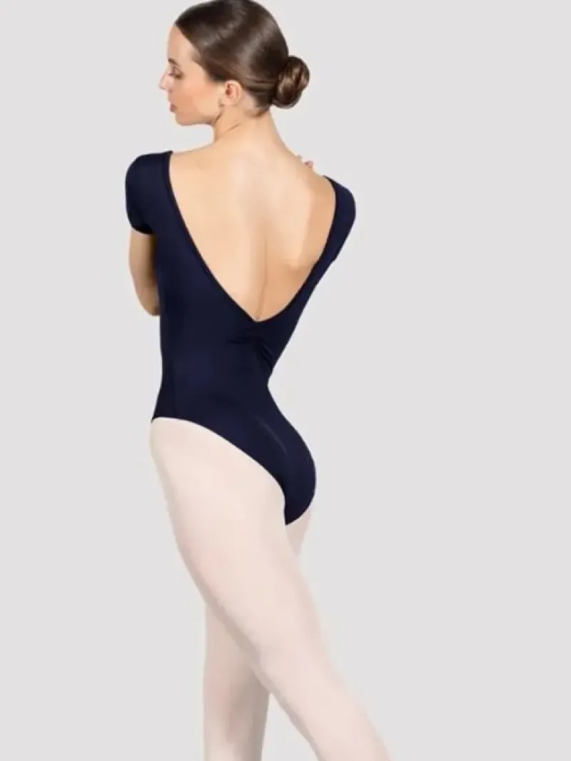 Dame Dansebutikken Dragter Damer|Balletdragter Damer-Bloch navy klassisk dragt m. korte ærmer og rynk