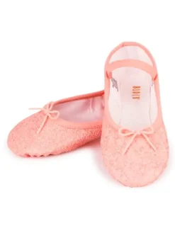 Dansebutikken Balletsko Bløde-Bloch rosa skind balletsko med glimmer