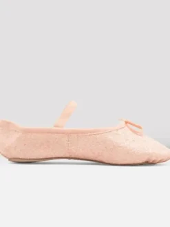 Dansebutikken Balletsko Bløde-Bloch rosa skind balletsko med glimmer