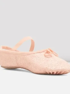 Dansebutikken Balletsko Bløde-Bloch rosa skind balletsko med glimmer