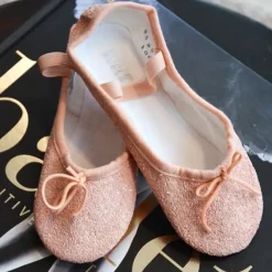 Dansebutikken Balletsko Bløde-Bloch rosa skind balletsko med glimmer