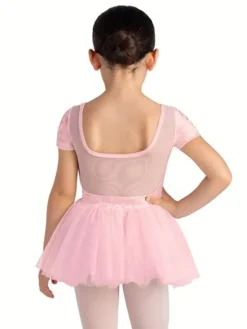 Børn Dansebutikken Balletkjole Piger-Bloch rosa tutu med korte ærmer og velour
