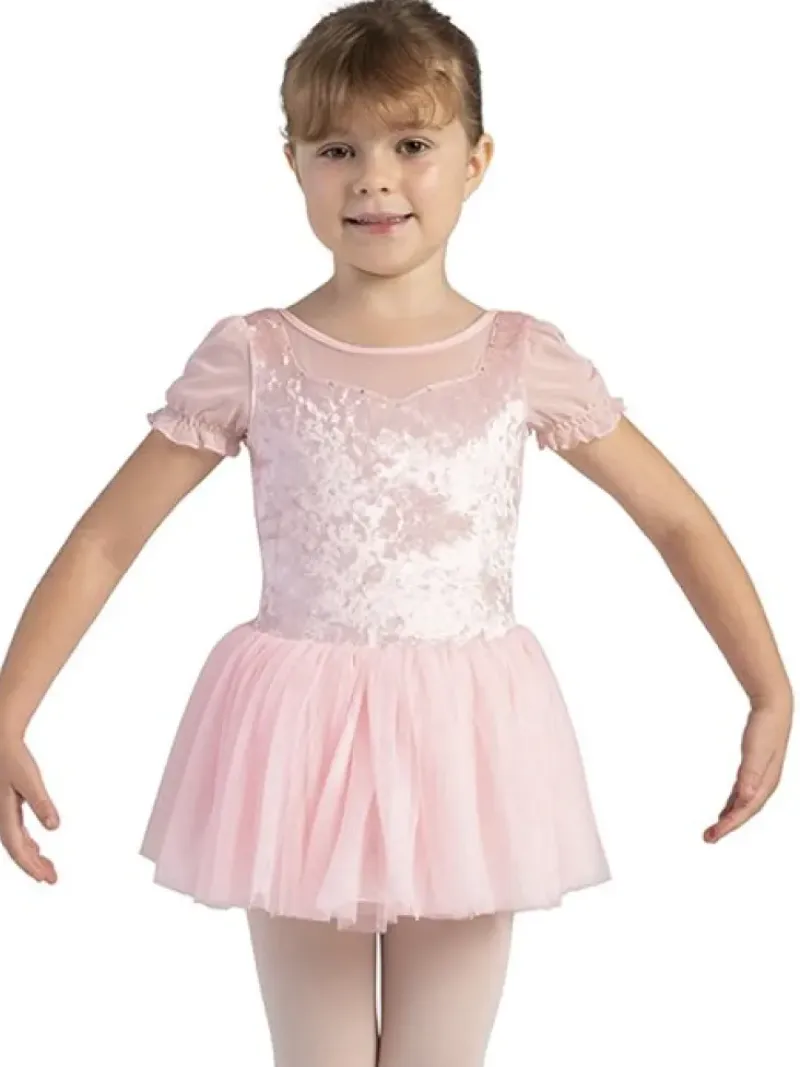Børn Dansebutikken Balletkjole Piger-Bloch rosa tutudragt med velour