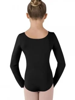 Børn Dansebutikken Dragter Piger|Balletdragter Børn-Bloch sort basic dragt m. lange ærmer til piger