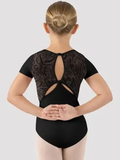 Børn Dansebutikken Dragter Piger|Balletdragter Børn-Bloch sort dragt med flotte udskæringer og mesh