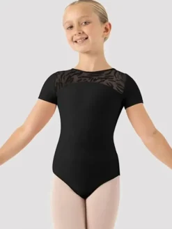 Børn Dansebutikken Dragter Piger|Balletdragter Børn-Bloch sort dragt med flotte udskæringer og mesh
