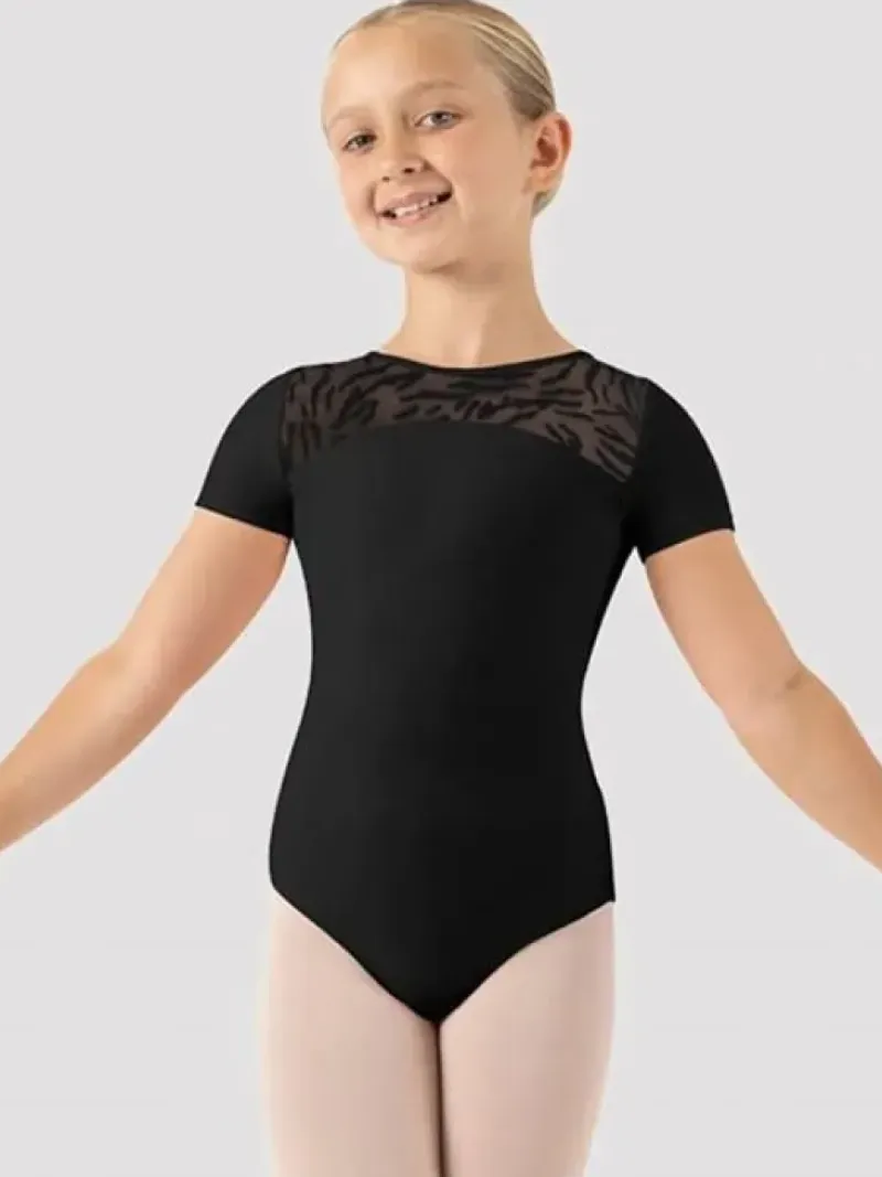 Børn Dansebutikken Dragter Piger|Balletdragter Børn-Bloch sort dragt med flotte udskæringer og mesh