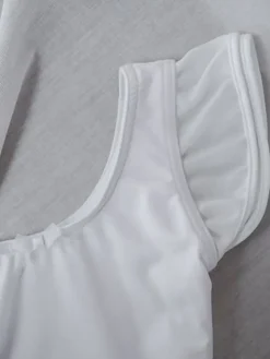 Børn Dansebutikken Gymnastikkjole Piger|Balletkjole Piger-Capezio hvid dragt m. skørt og chiffon ærmer