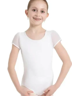 Børn Dansebutikken Dragter Piger|Balletdragter Børn-Capezio hvid dragt med puf ærmer til piger