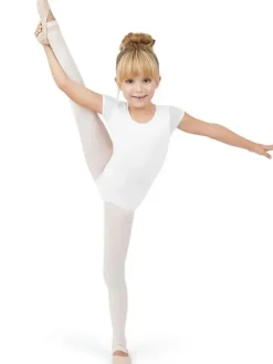 Børn Dansebutikken Dragter Piger|Balletdragter Børn-Capezio hvid dragt med puf ærmer til piger
