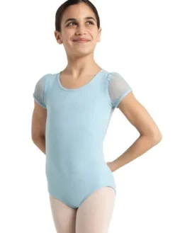 Børn Dansebutikken Dragter Piger|Balletdragter Børn-Capezio lyseblå dragt med puf ærmer til piger