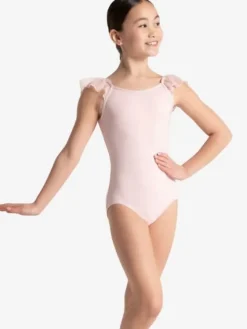 Børn Dansebutikken Dragter Piger|Balletdragter Børn-Capezio lyserød dragt med flæse ærmer til piger