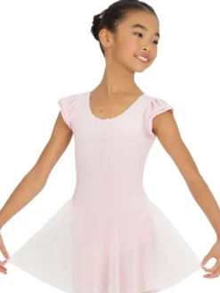 Børn Dansebutikken Gymnastikkjole Piger|Balletkjole Piger-Capezio rosa dragt m.skørt og puf ærmer til piger