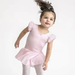 Børn Dansebutikken Gymnastikkjole Piger|Balletkjole Piger-Capezio rosa dragt m.skørt og puf ærmer til piger