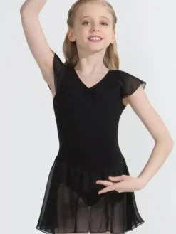 Børn Dansebutikken Gymnastikkjole Piger|Balletkjole Piger-Capezio sort dragt m.flot skørt til piger