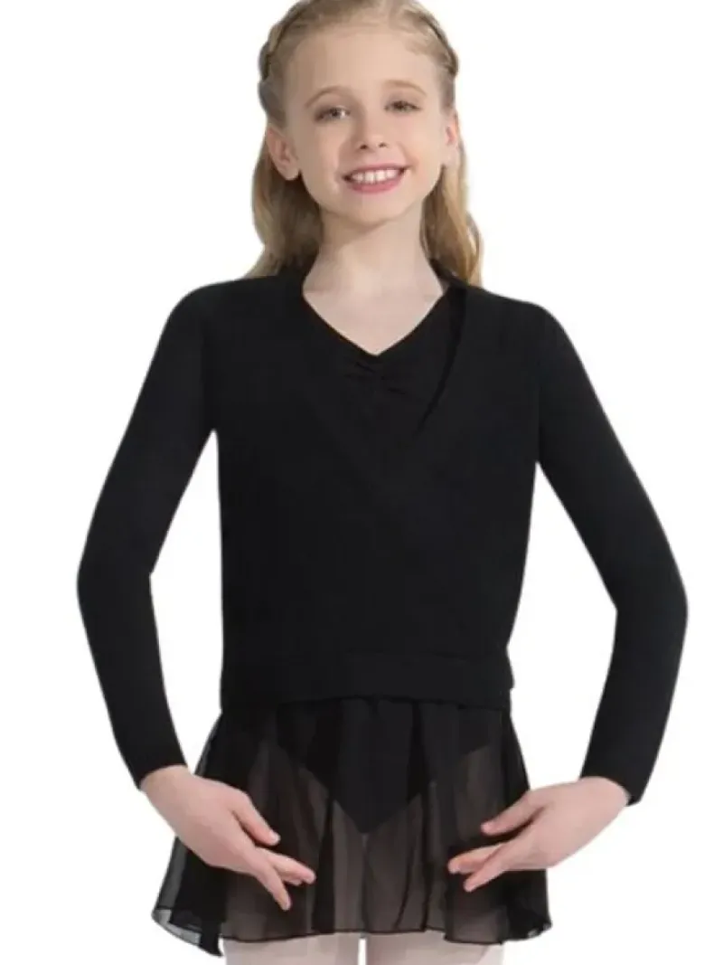 Børn Dansebutikken Overdele Piger|Ballet Toppe Børn-Capezio sort slå om cardigan