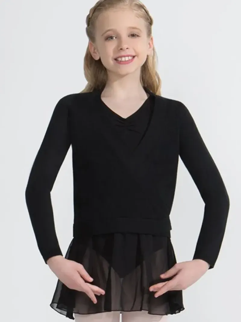 Børn Dansebutikken Overdele Piger|Ballet Toppe Børn-Capezio sort slå om cardigan
