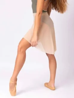 Dame Dansebutikken Skørter Til Skøjteløb|Ballet Underdele Damer-Creme farvet pull on mesh skørt fra Mara Dancewear