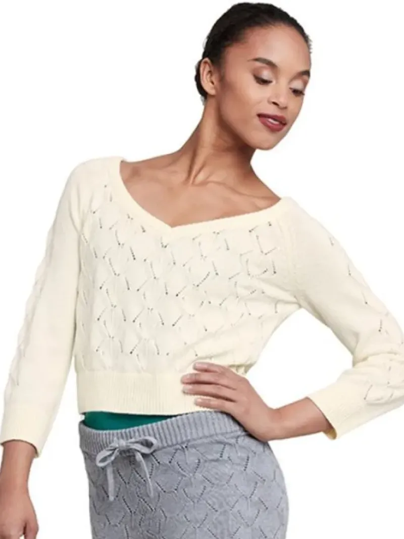 Dame Dansebutikken Dragter Damer-Cropped strik fra Bloch - creme