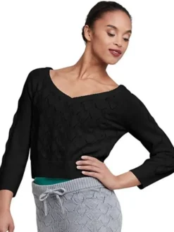 Dame Dansebutikken Dragter Damer-Cropped strik fra Bloch - sort