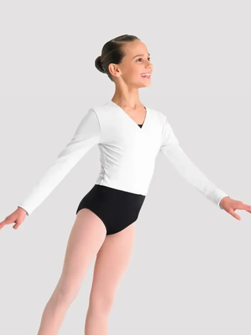 Børn Dansebutikken Ballet Toppe Børn-Cross-over hvid overdel til piger Bloch