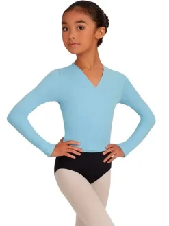 Børn Dansebutikken Overdele Piger|Ballet Toppe Børn-Cross-over lyseblå overdel til piger Capezio