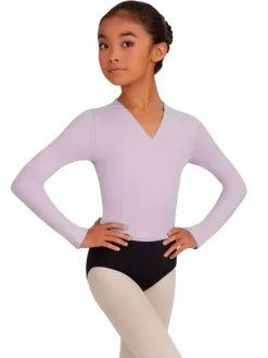 Børn Dansebutikken Overdele Piger|Ballet Toppe Børn-Cross-over lyselilla overdel til piger Capezio