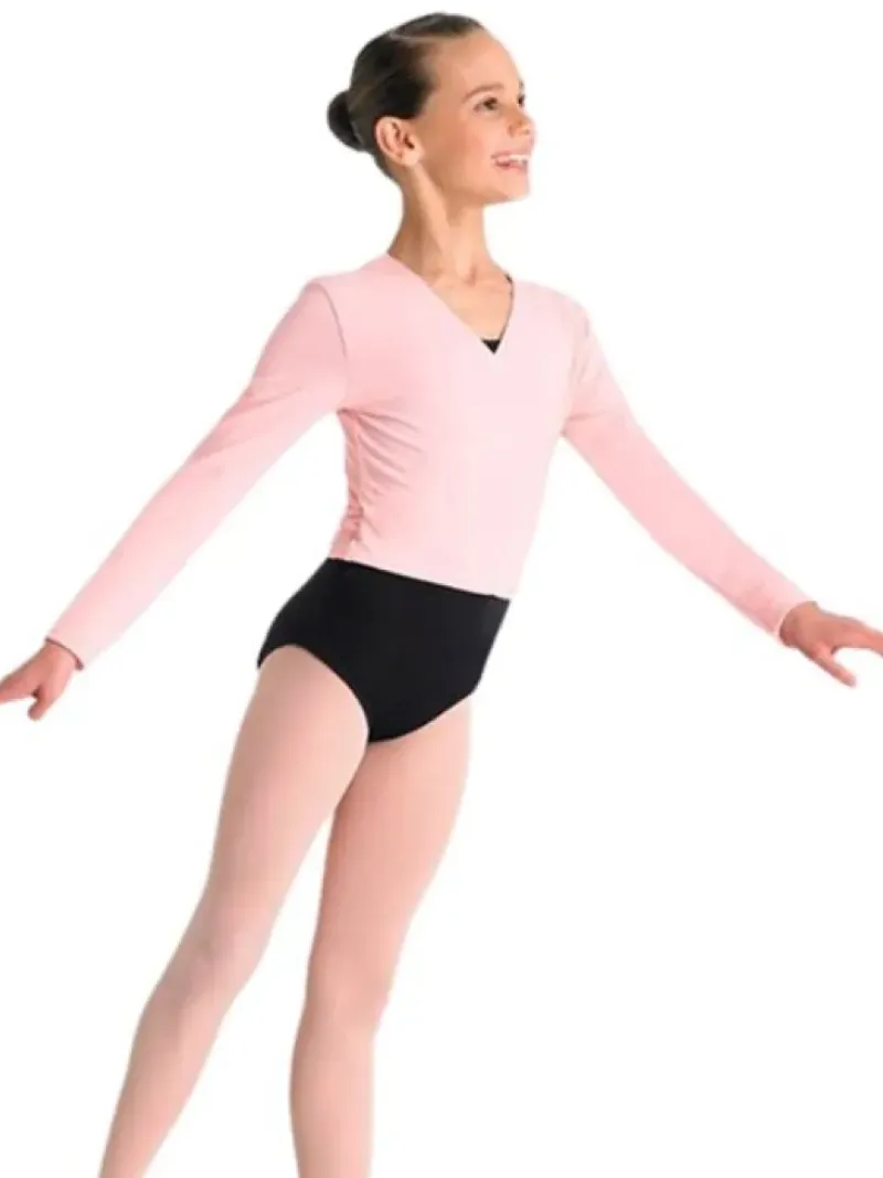 Børn Dansebutikken Ballet Toppe Børn-Cross-over rosa overdel til piger Bloch