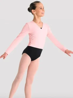 Børn Dansebutikken Ballet Toppe Børn-Cross-over rosa overdel til piger Bloch