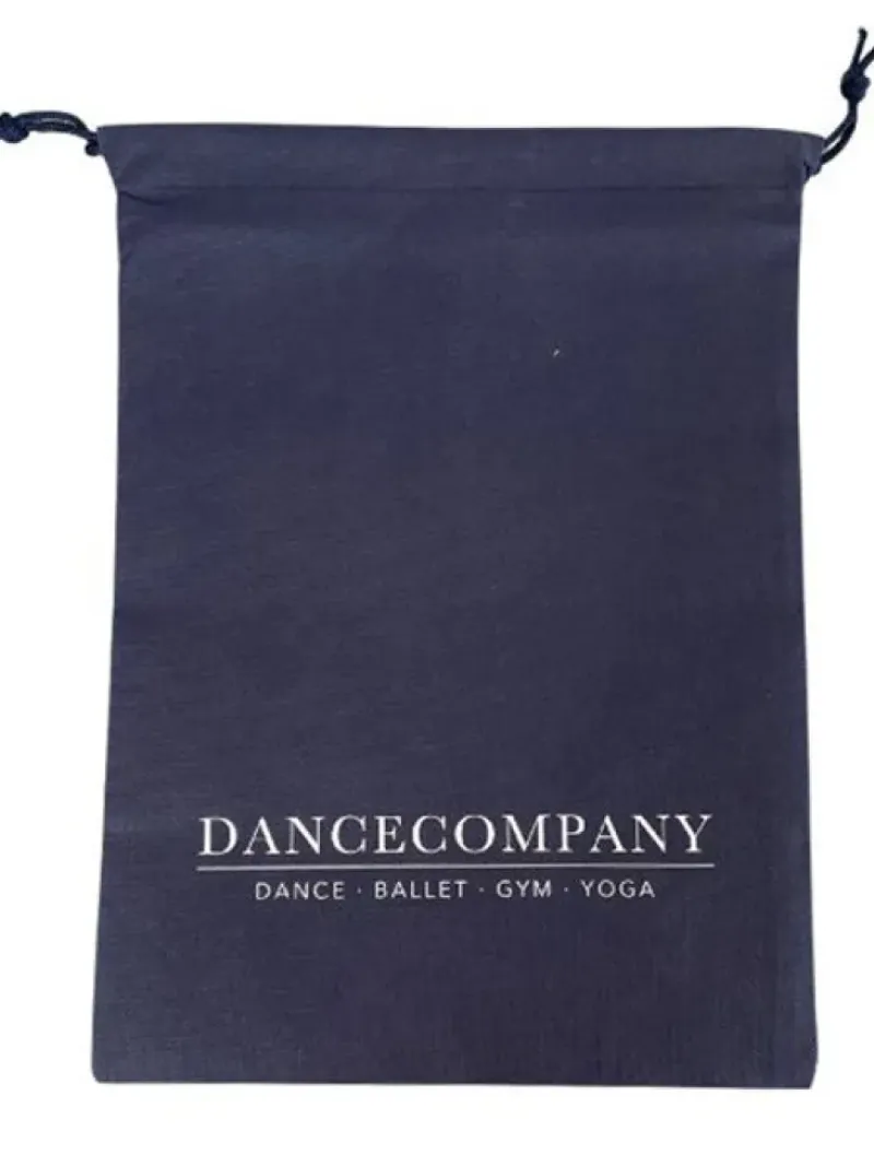 Dansebutikken Dansetasker|Dansesko Tilbehør-Dancecompany mørkeblå skopose med logo