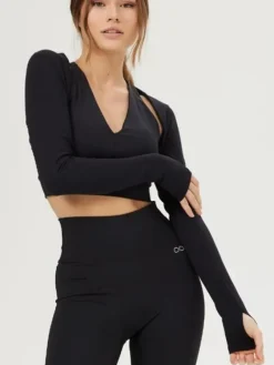 Dame Dansebutikken Pilates Overdele|Overdele Damer-Drop of Mindfulness bolero i sort