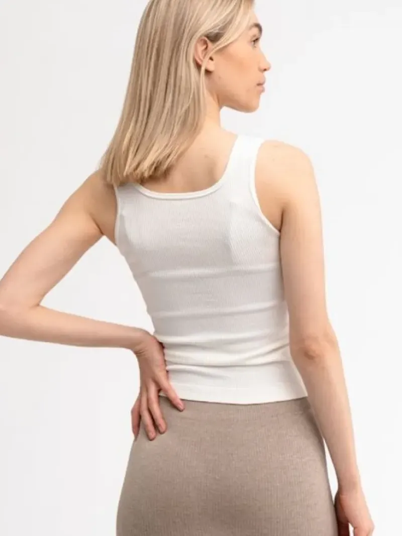 Dame Dansebutikken Pilates Overdele|Yogatoppe-Drop of mindfulness hvid seamless rib top