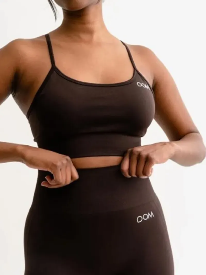 Dame Dansebutikken Yogatoppe|Overdele Damer-Drop of mindfulness seamless sports top mørkebrun
