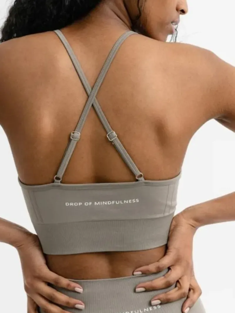Dame Dansebutikken Yogatoppe|Overdele Damer-Drop of mindfulness seamless sports top salvie grøn