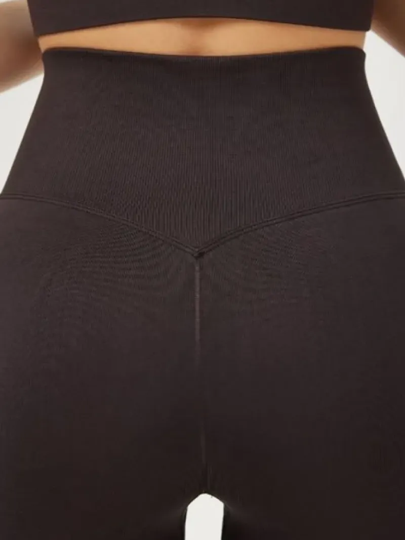 Dansebutikken Pilates Bukser/leggings|Yogabukser-Drop of mindfulness seamless leggings i brun