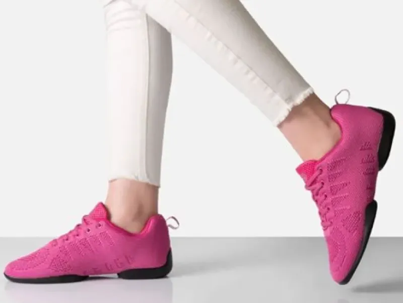 Dame Dansebutikken Salsasko Damer|Swingsko Damer-Fuschia farvet dansesneaker i åndbar strik til damer - Suny