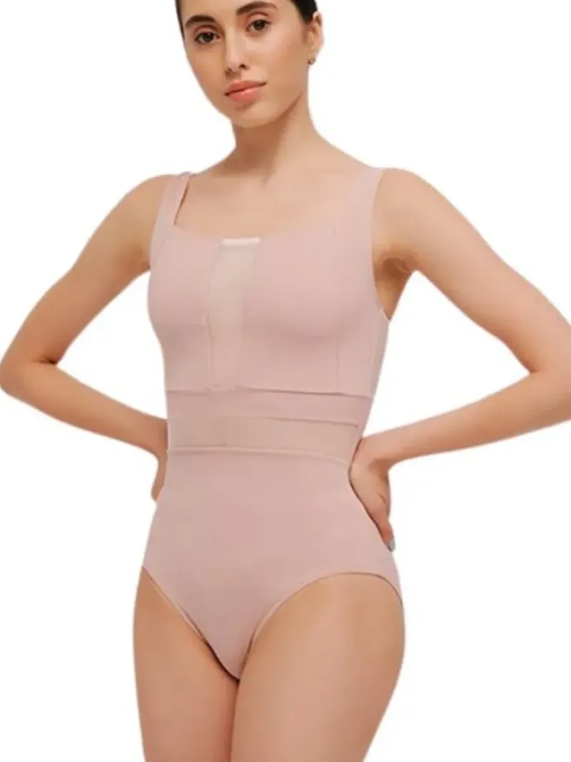 Dame Dansebutikken Balletdragter Damer-Grishko tank dragt i tea rosa med mesh udskæringer